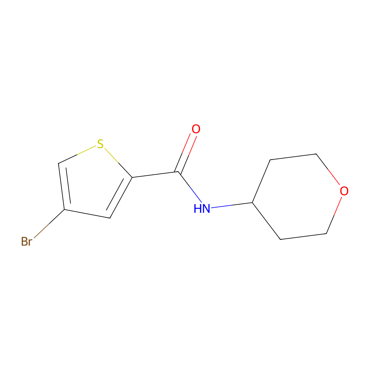 4-bromo-N-(tetrahydro-2H-pyran-4-yl)thiophene-2-carboxamide molecular structure, CAS 1648486-68-3