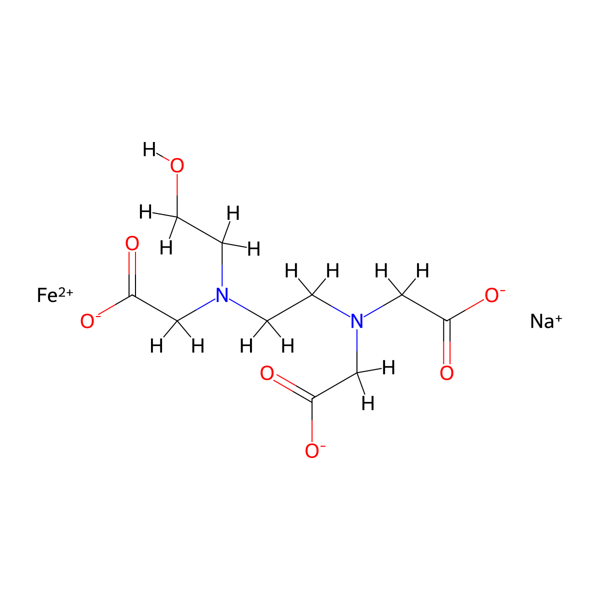 Ferrous sodium HEDTA molecular structure, CAS 16485-47-5