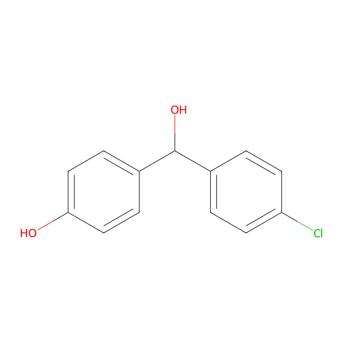 4-((4-Chlorophenyl)-hydroxymethyl)phenol molecular structure, CAS 164852-89-5