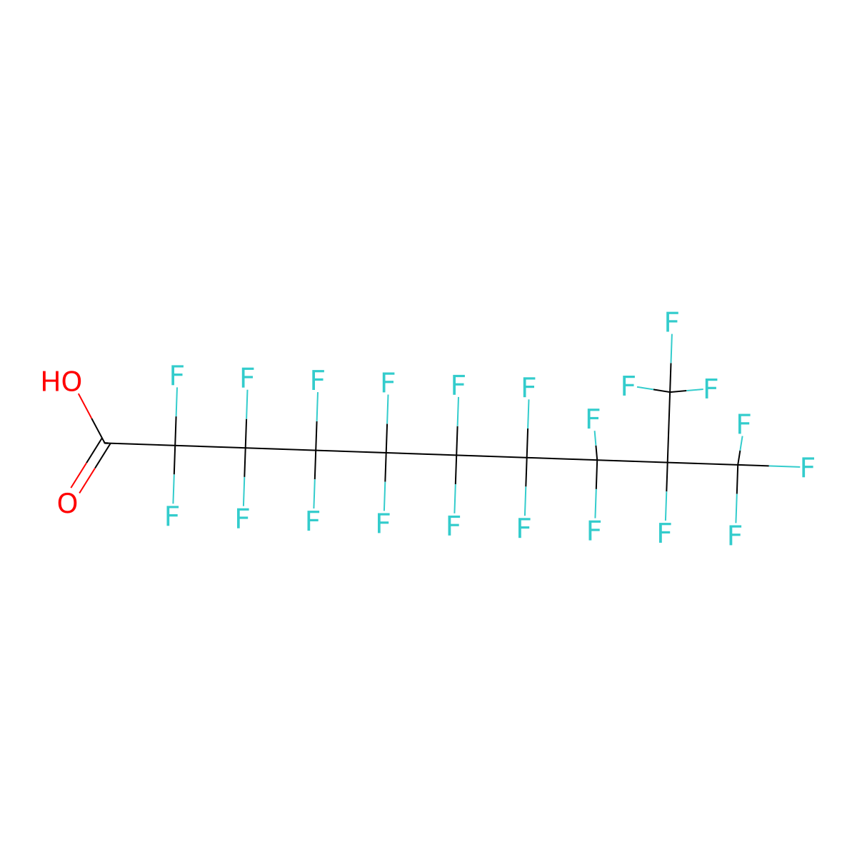 Decanoic acid, 2,2,3,3,4,4,5,5,6,6,7,7,8,8,9,10,10,10-octadecafluoro-9-(trifluoromethyl)- molecular structure, CAS 16486-94-5