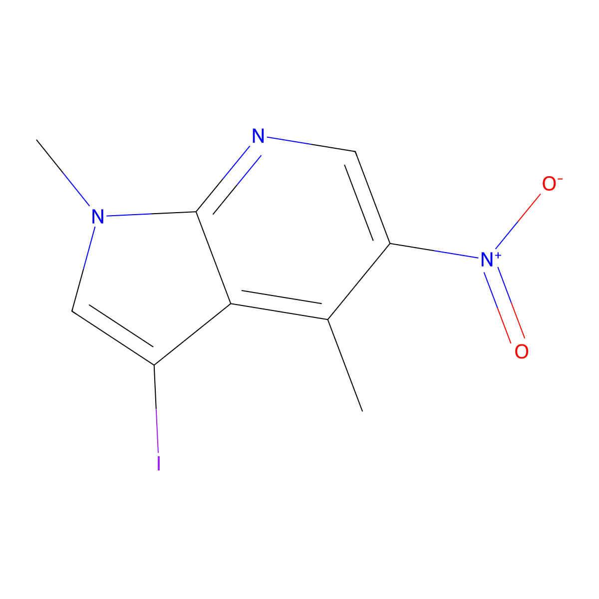 3-iodo-1,4-dimethyl-5-nitro-1H-pyrrolo[2,3-b]pyridine molecular structure, CAS 1648705-68-3