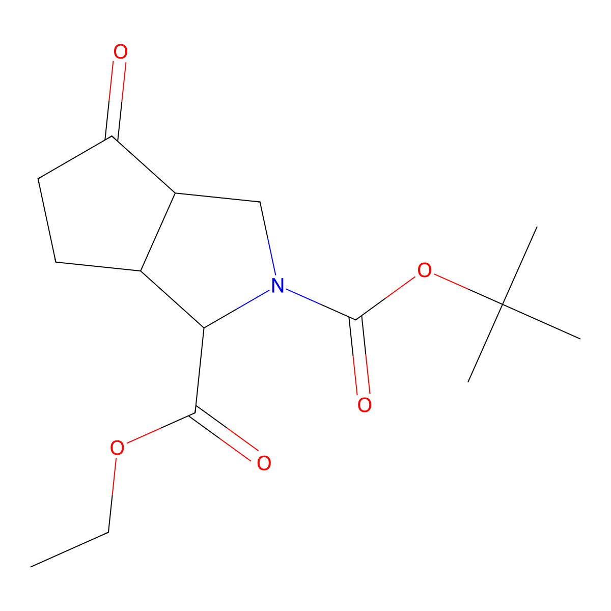 rac-2-tert-butyl 1-ethyl (1R,3aS,6aR)-4-oxo-octahydrocyclopenta[c]pyrrole-1,2-dicarboxylate molecular structure, CAS 1648739-43-8