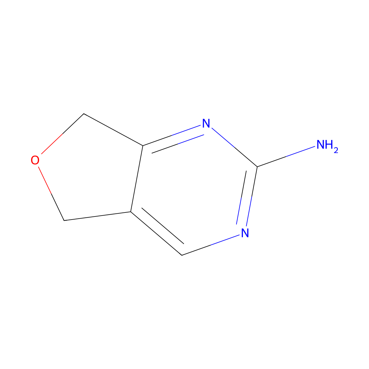 5H,7H-furo(3,4-d)pyrimidin-2-amine molecular structure, CAS 1648750-00-8