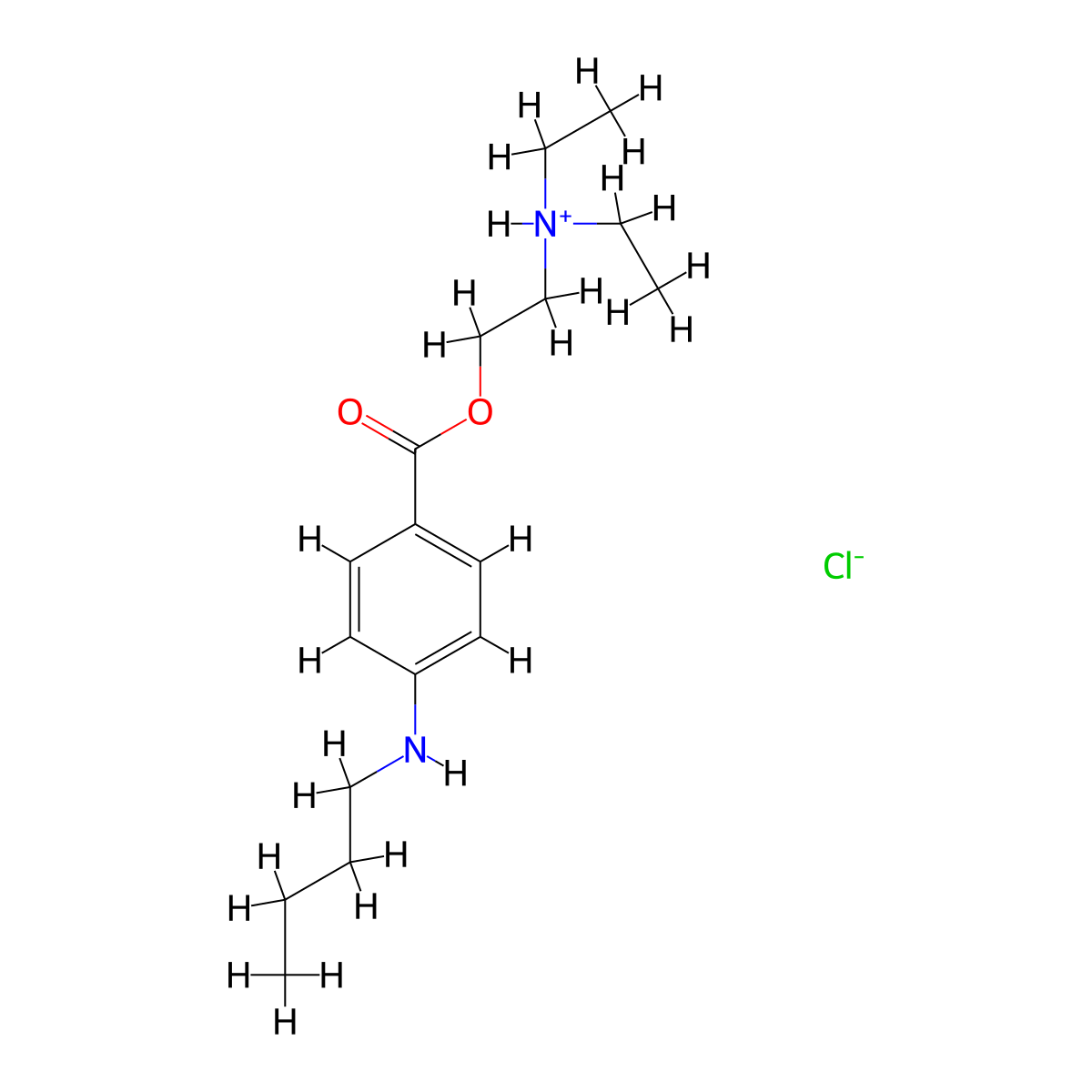 2-Diethylaminoethyl 4-butylaminobenzoate hydrochloride molecular structure, CAS 16488-48-5