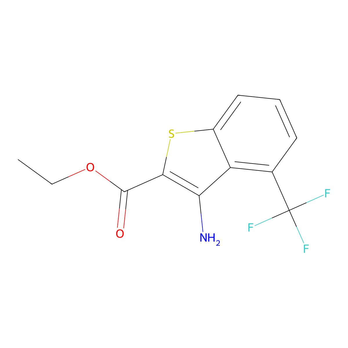 Ethyl 3-amino-4-(trifluoromethyl)benzo[b]thiophene-2-carboxylate molecular structure, CAS 1648807-81-1
