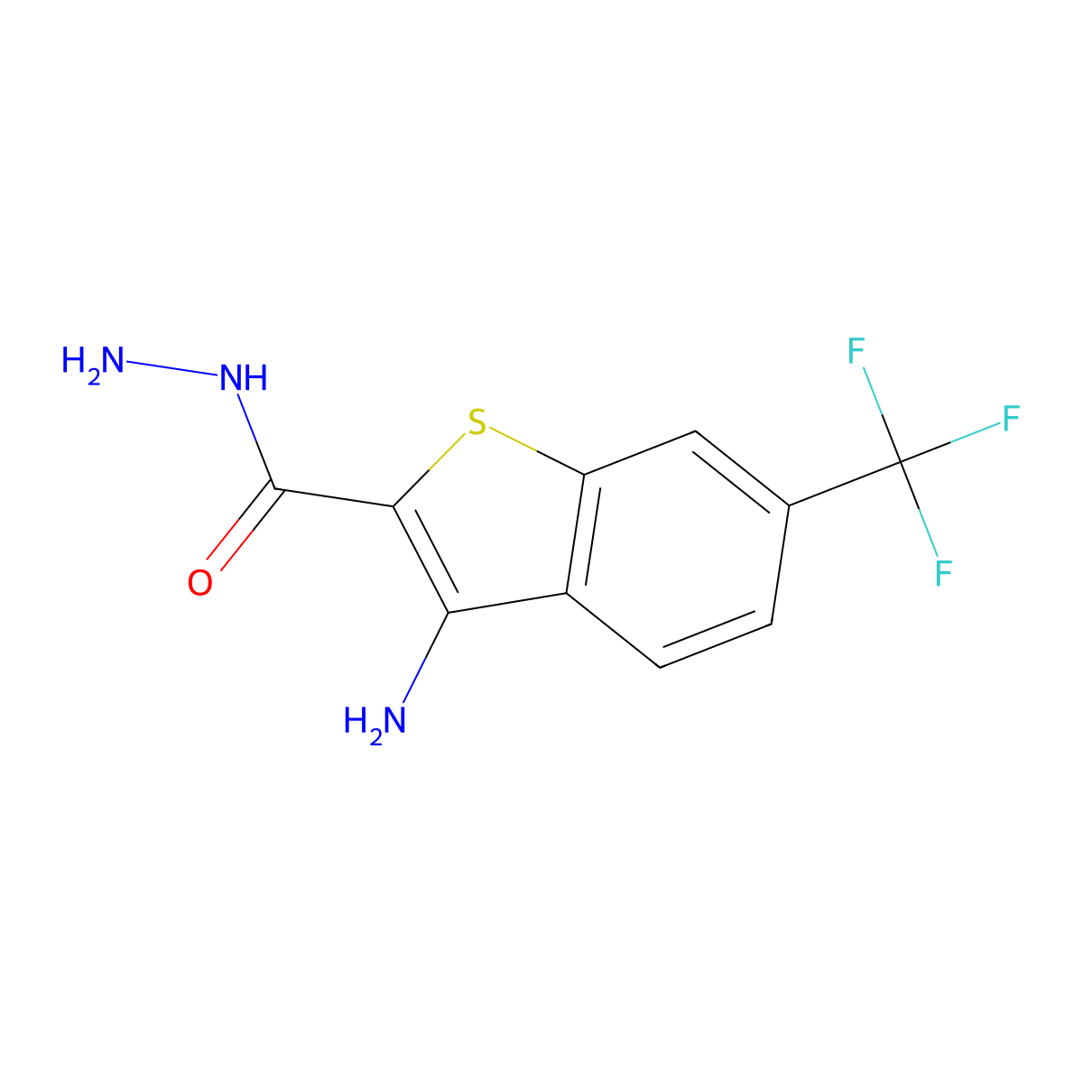 3-Amino-6-(trifluoromethyl)-1-benzothiophene-2-carbohydrazide molecular structure, CAS 1648807-86-6