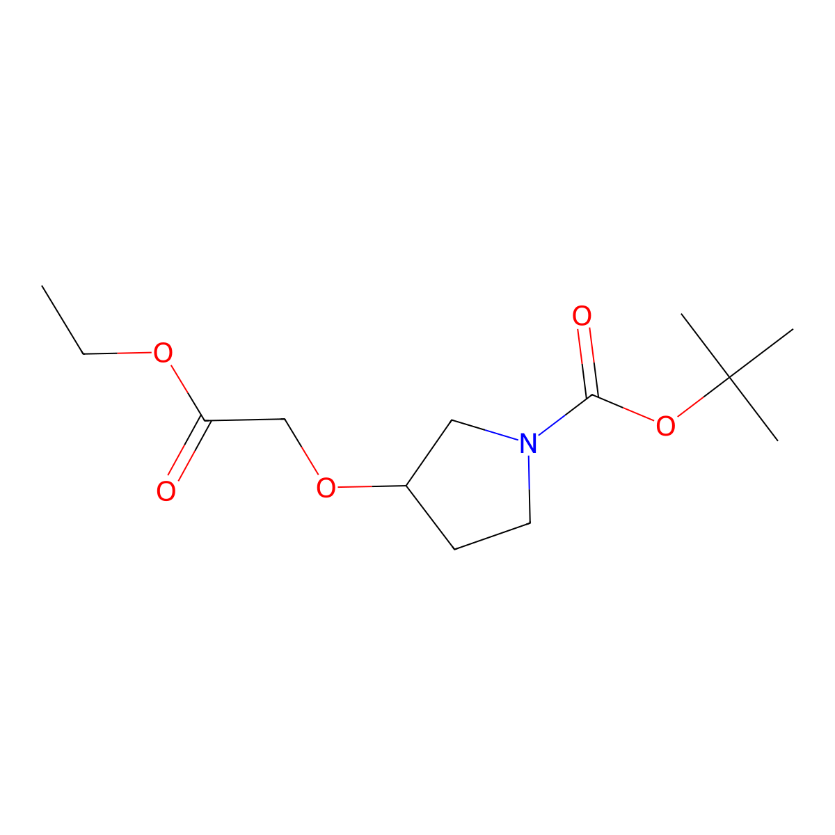 Tert-butyl 3-(2-ethoxy-2-oxoethoxy)pyrrolidine-1-carboxylate molecular structure, CAS 1648864-27-0