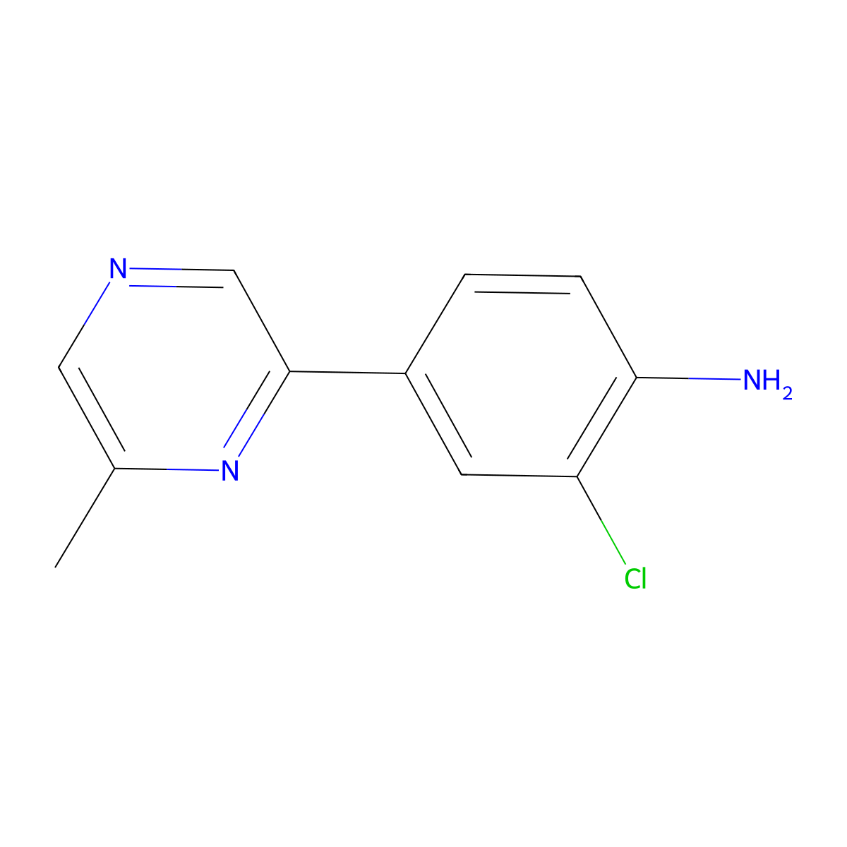 2-Chloro-4-(6-methylpyrazin-2-yl)aniline molecular structure, CAS 1648864-30-5