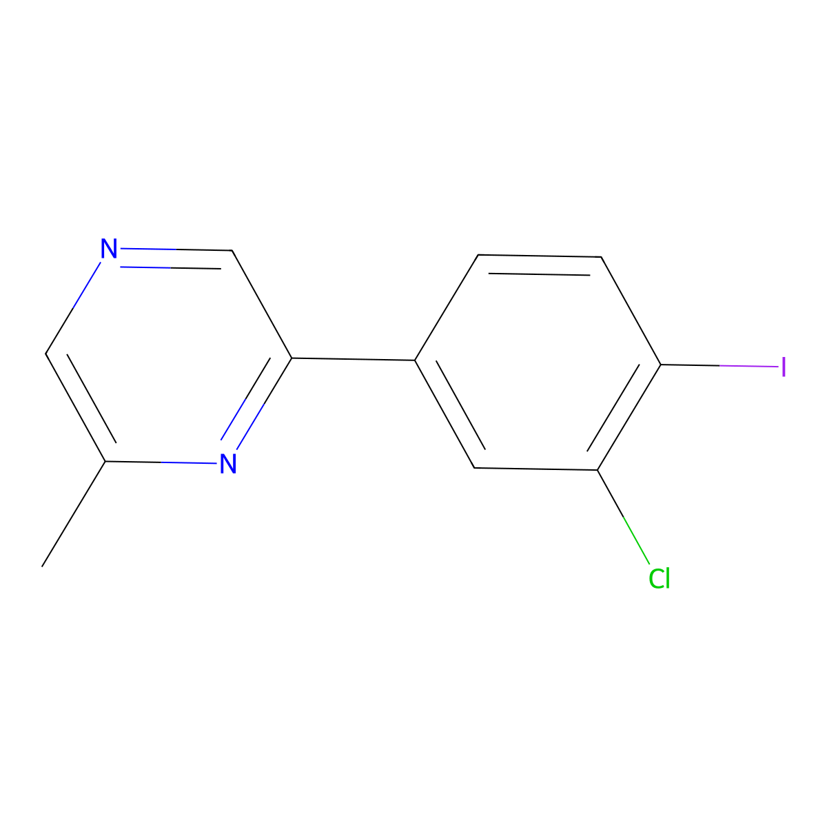 2-(3-Chloro-4-iodophenyl)-6-methylpyrazine molecular structure, CAS 1648864-31-6