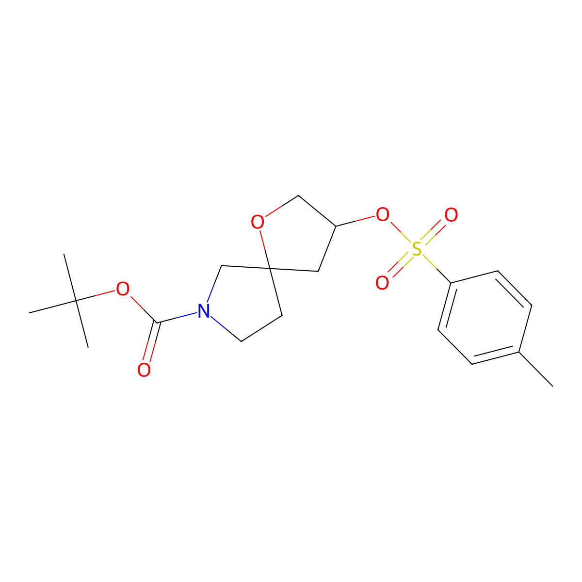 Tert-butyl 3-(tosyloxy)-1-oxa-7-azaspiro[4.4]nonane-7-carboxylate molecular structure, CAS 1648864-32-7