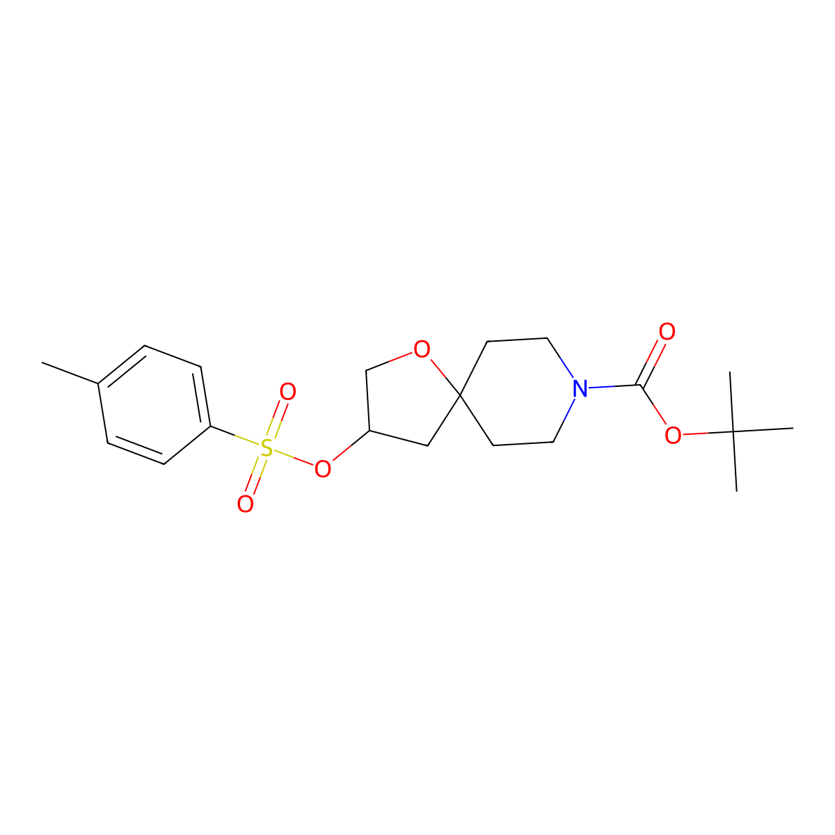 Tert-butyl 3-(tosyloxy)-1-oxa-8-azaspiro[4.5]decane-8-carboxylate molecular structure, CAS 1648864-38-3