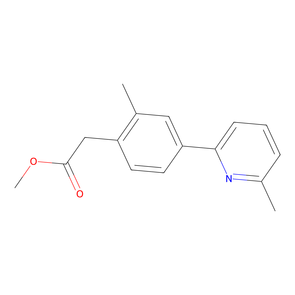 Methyl 2-(2-methyl-4-(6-methylpyridin-2-yl)phenyl)acetate molecular structure, CAS 1648864-46-3