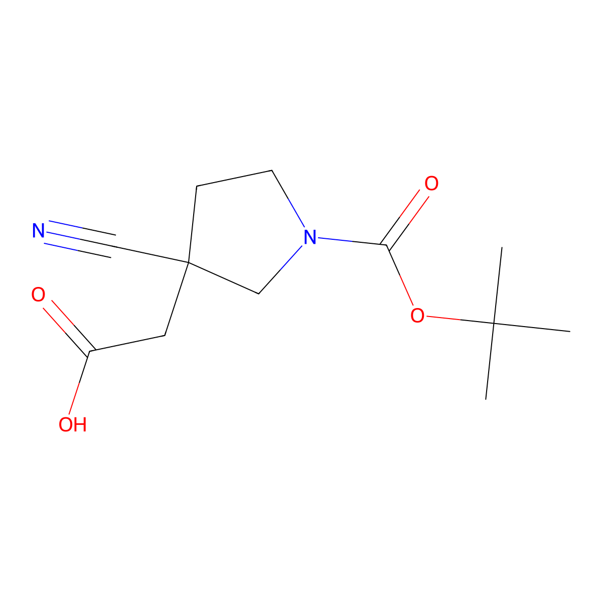 2-(1-((Tert-butoxy)carbonyl)-3-cyanopyrrolidin-3-yl)acetic acid molecular structure, CAS 1648864-60-1