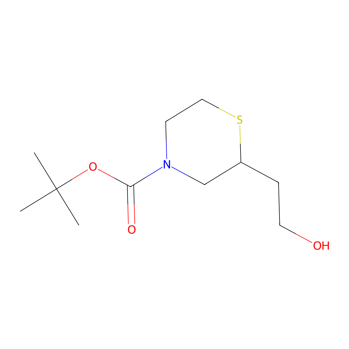 tert-Butyl 2-(2-hydroxyethyl)thiomorpholine-4-carboxylate molecular structure, CAS 1648864-62-3