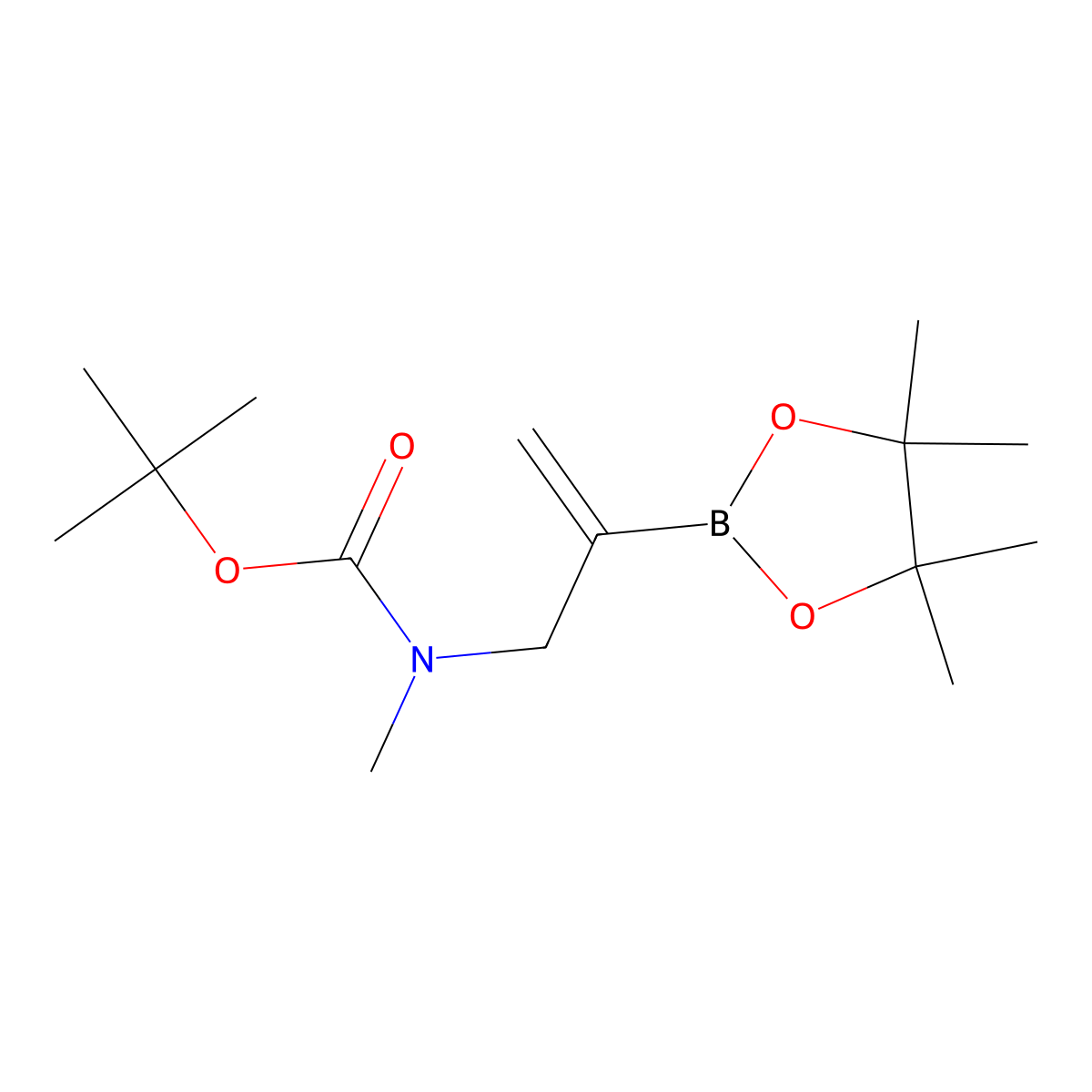 tert-butyl N-methyl-N-[2-(tetramethyl-1,3,2-dioxaborolan-2-yl)prop-2-en-1-yl]carbamate molecular structure, CAS 1648929-99-0