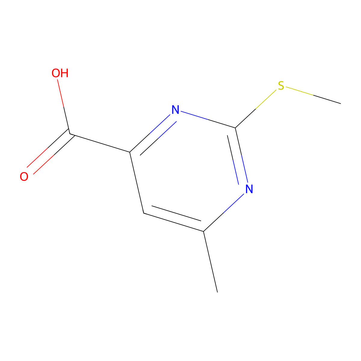 6-Methyl-2-(methylsulfanyl)pyrimidine-4-carboxylic acid molecular structure, CAS 16490-19-0