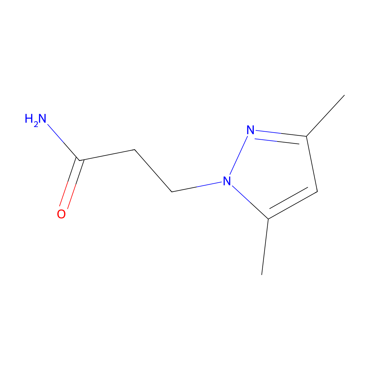 3-(3,5-dimethyl-1H-pyrazol-1-yl)propanamide molecular structure, CAS 16490-87-2