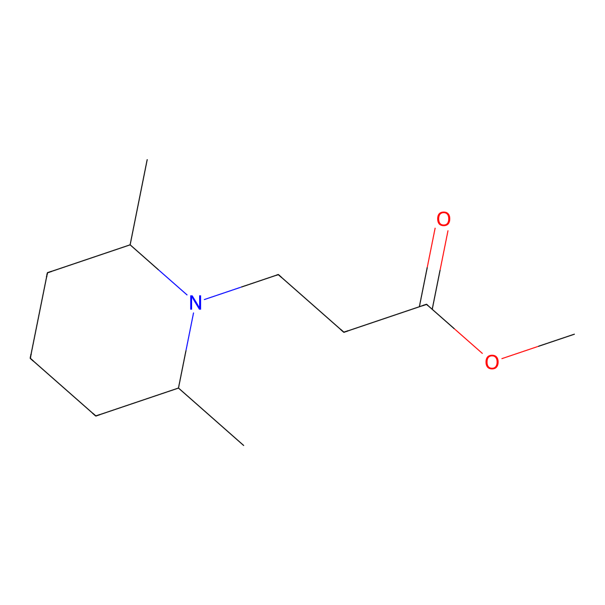 Methyl 3-(2,6-dimethylpiperidin-1-yl)propanoate molecular structure, CAS 16490-92-9