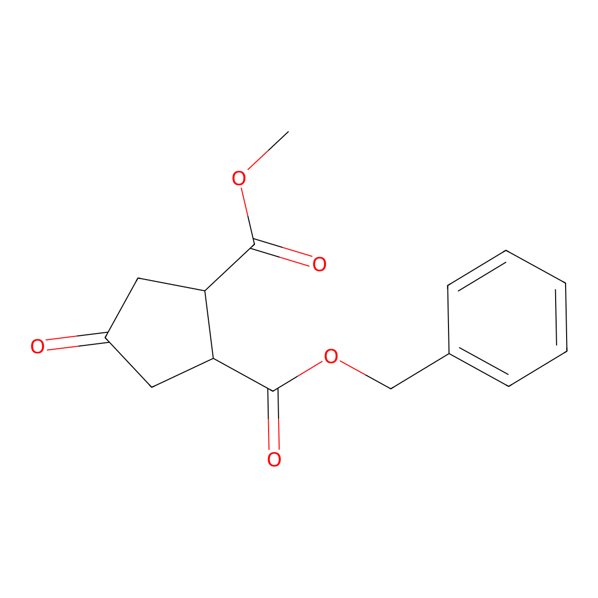 Benzyl methyl (1R,2S)-4-oxocyclopentane-1,2-dicarboxylate molecular structure, CAS 164916-54-5