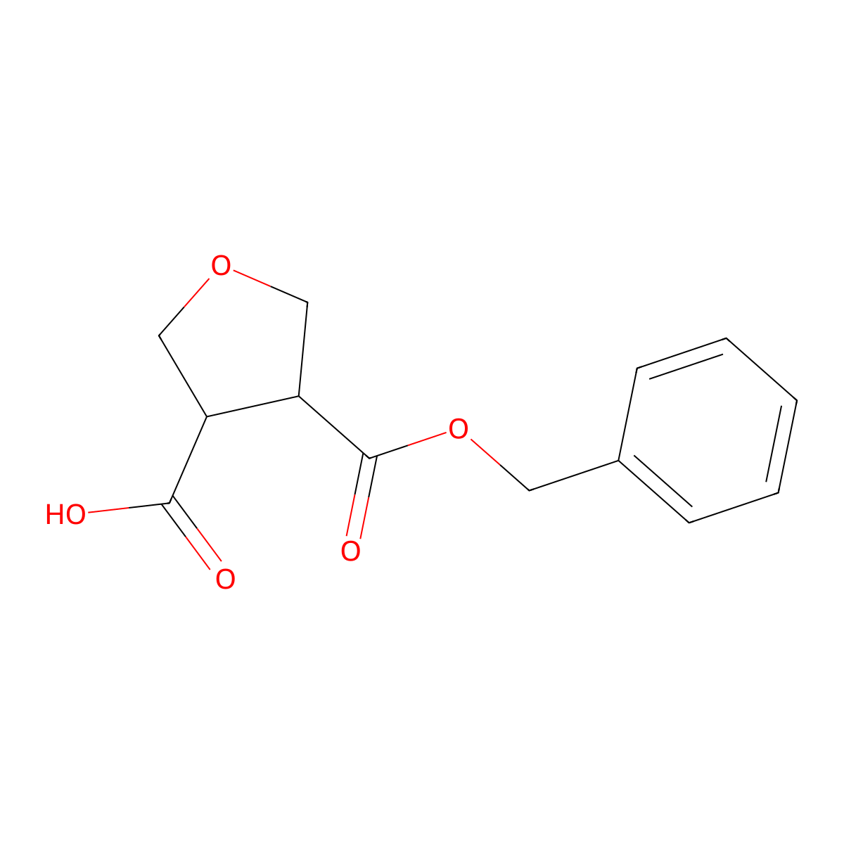 Cis-4-(benzyloxycarbonyl)-tetrahydrofuran-3-carboxylic acid molecular structure, CAS 164916-60-3