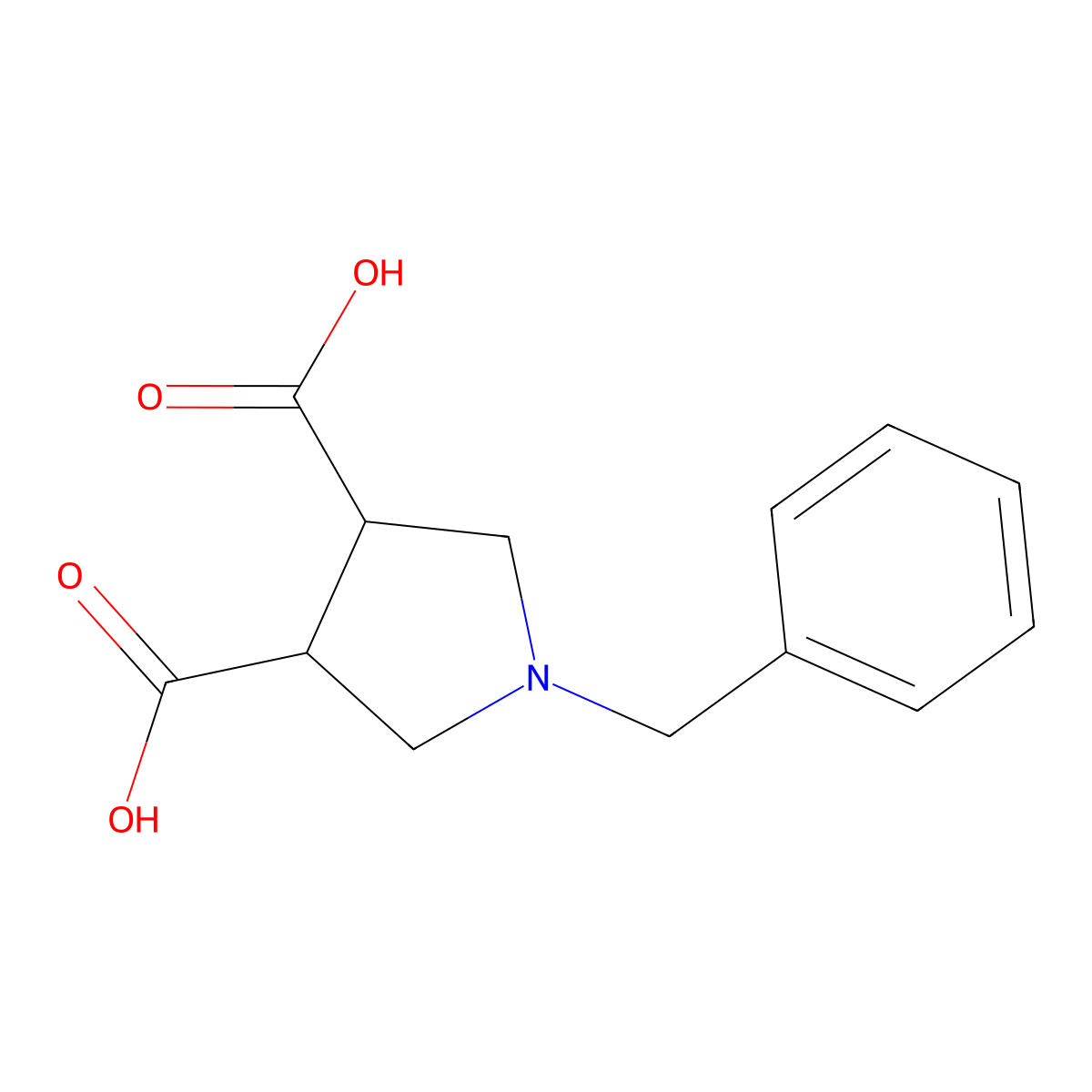 (3R,4S)-1-benzylpyrrolidine-3,4-dicarboxylic acid molecular structure, CAS 164916-63-6