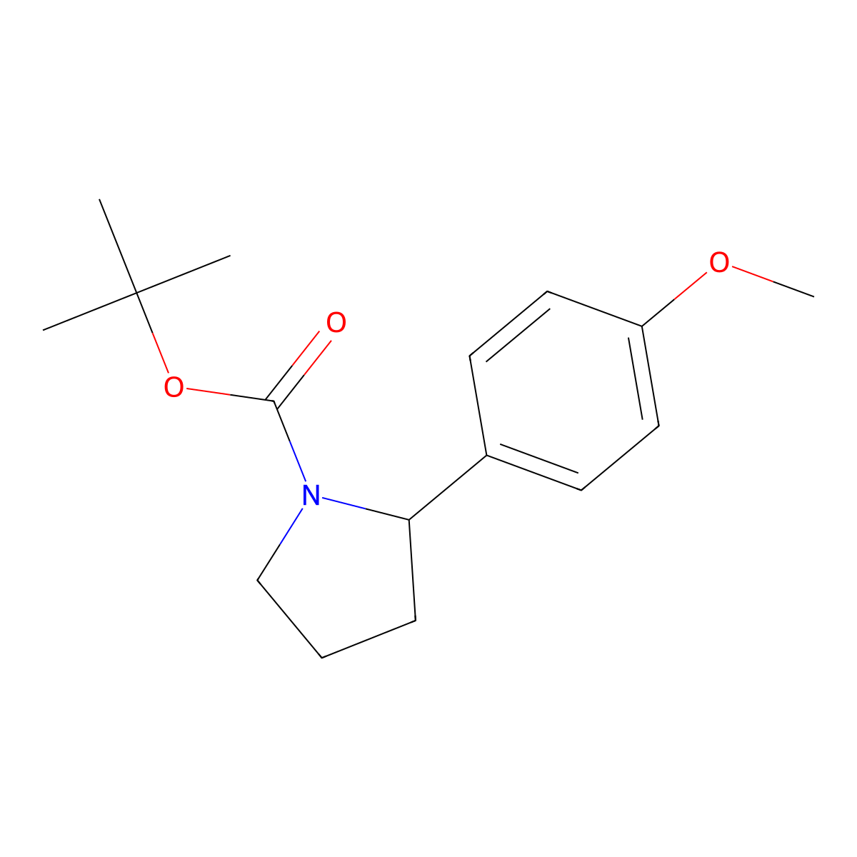 Tert-butyl 2-(4-methoxyphenyl)pyrrolidine-1-carboxylate molecular structure, CAS 164919-13-5