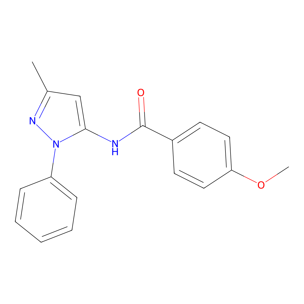 4-methoxy-N-(3-methyl-1-phenyl-1H-pyrazol-5-yl)benzamide molecular structure, CAS 164928-34-1