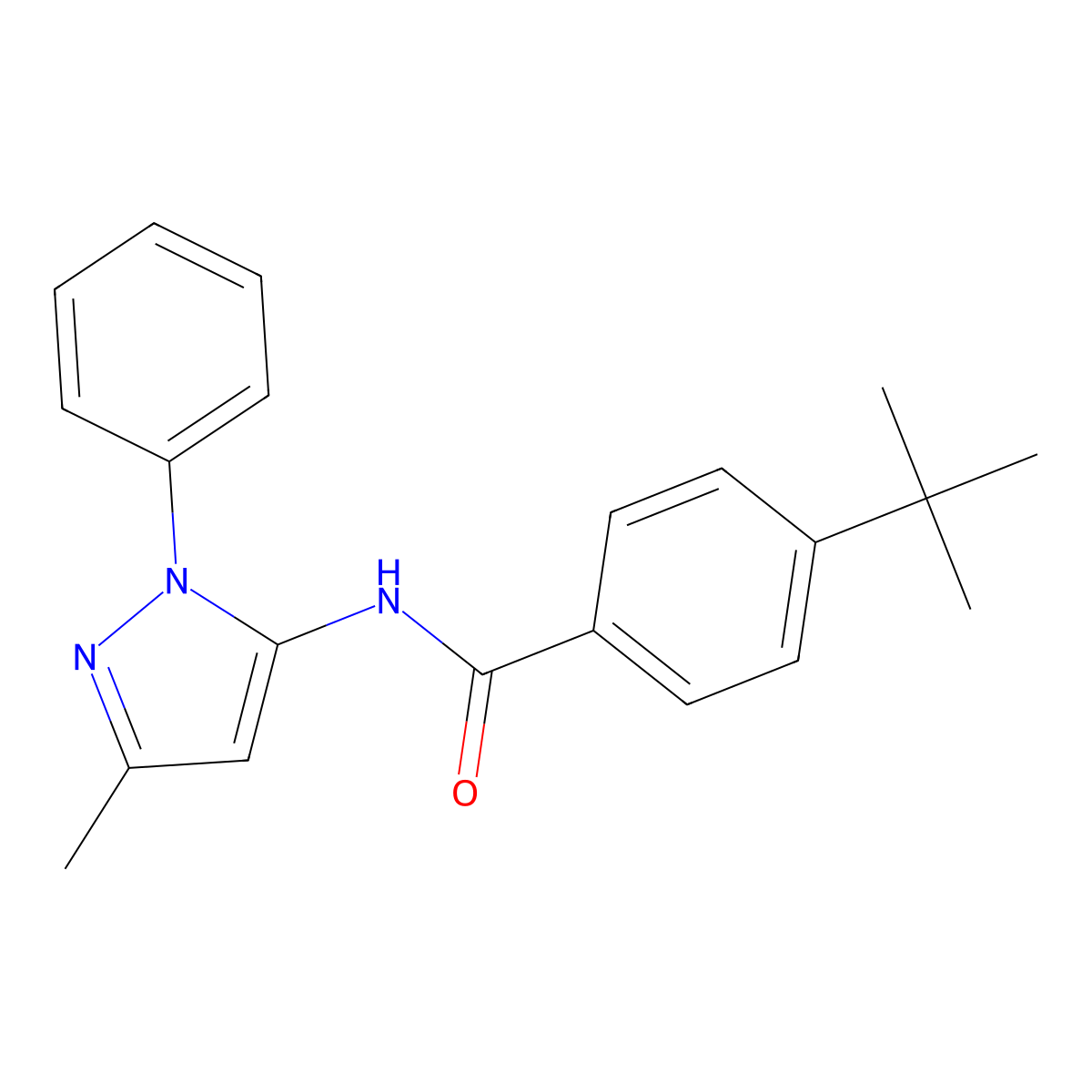 4-(tert-butyl)-N-(3-methyl-1-phenyl-1H-pyrazol-5-yl)benzamide molecular structure, CAS 164928-37-4
