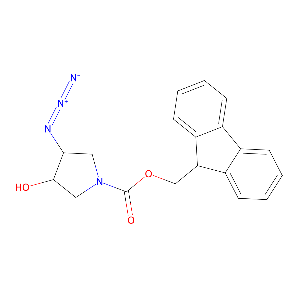 rac-(9H-fluoren-9-yl)methyl (3R,4R)-3-azido-4-hydroxypyrrolidine-1-carboxylate molecular structure, CAS 164931-86-6