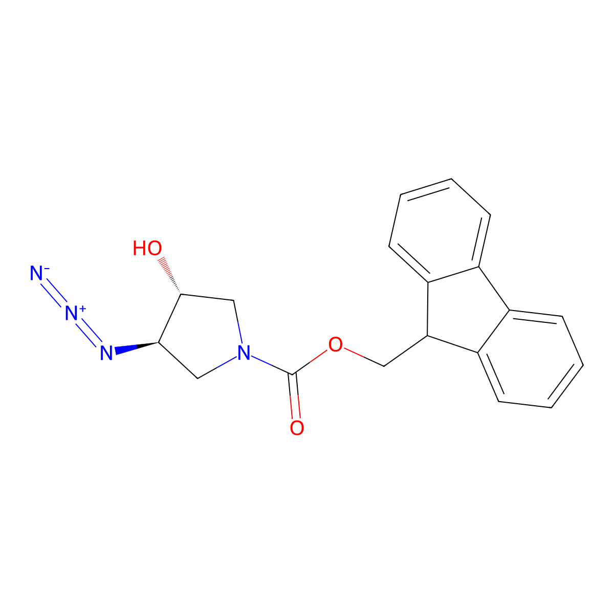 rac-(9H-fluoren-9-yl)methyl (3R,4R)-3-azido-4-hydroxypyrrolidine-1-carboxylate molecular structure, CAS 164931-86-6
