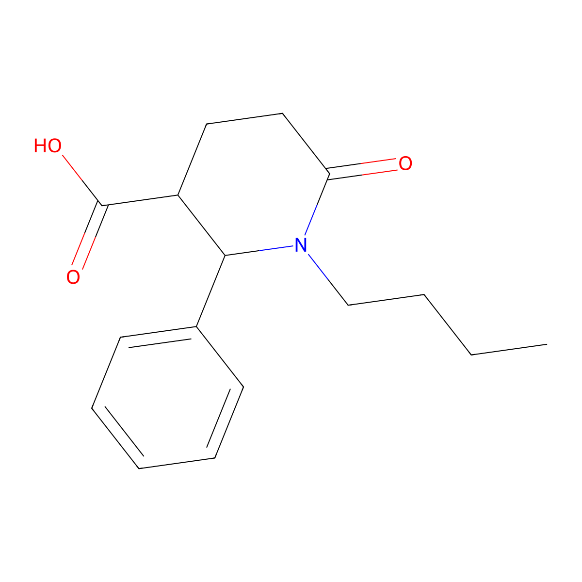 1-Butyl-6-oxo-2-phenylpiperidine-3-carboxylic acid molecular structure, CAS 164933-89-5