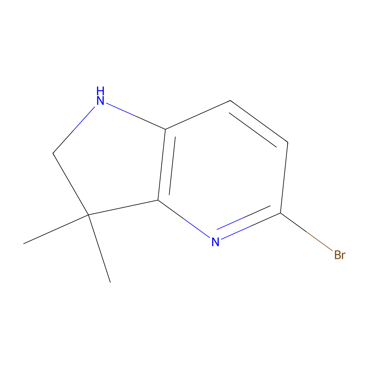 5-bromo-3,3-dimethyl-1H,2H,3H-pyrrolo[3,2-b]pyridine molecular structure, CAS 1649454-39-6