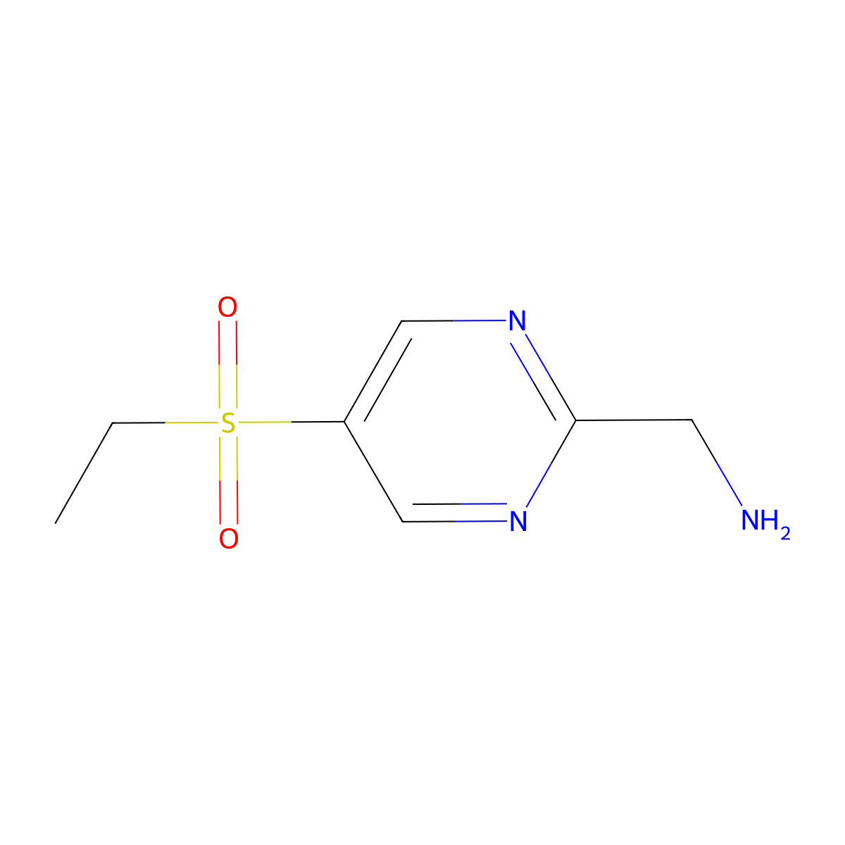 1-[5-(Ethanesulfonyl)pyrimidin-2-yl]methanamine molecular structure, CAS 1649454-81-8