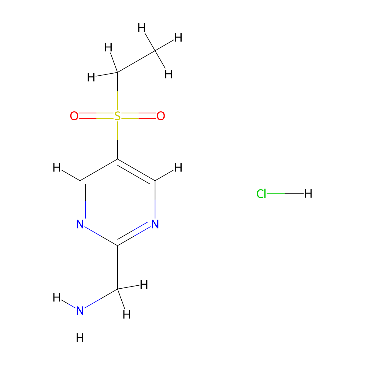 (5-(ethylsulfonyl)pyriMidin-2-yl)MethanaMine hydrochloride molecular structure, CAS 1649454-82-9