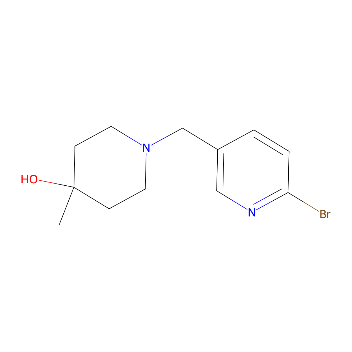 1-((6-Bromopyridin-3-yl)methyl)-4-methylpiperidin-4-ol molecular structure, CAS 1649469-27-1