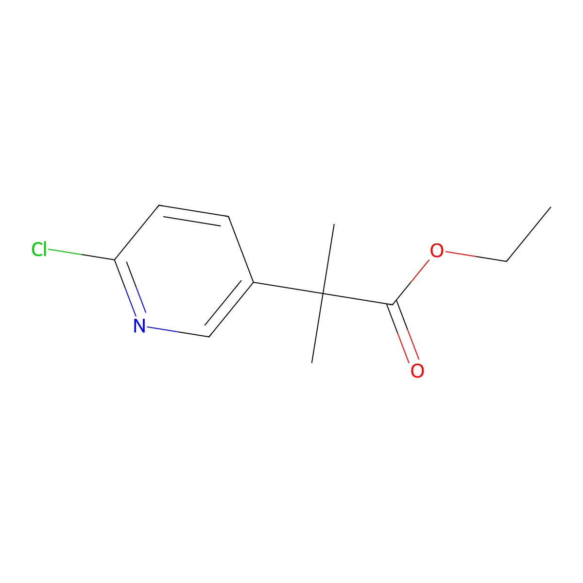 Ethyl 2-(6-chloropyridin-3-yl)-2-methylpropanoate molecular structure, CAS 1649470-14-3