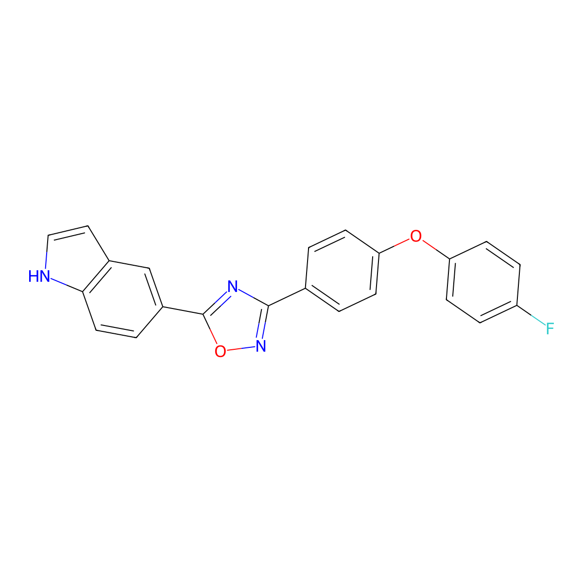 5-[3-[4-(4-fluorophenoxy)phenyl]-1,2,4-oxadiazol-5-yl]-1H-indole molecular structure, CAS 1649473-91-5