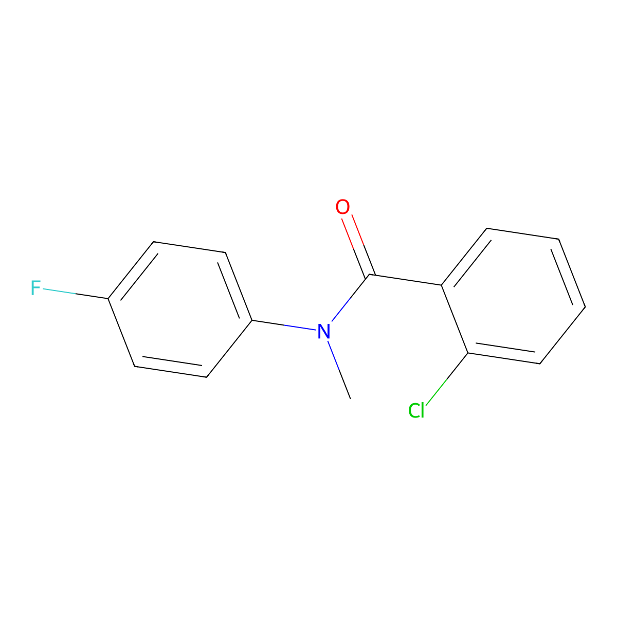 2-Chloro-N-(4-fluorophenyl)-N-methylbenzamide molecular structure, CAS 164976-12-9
