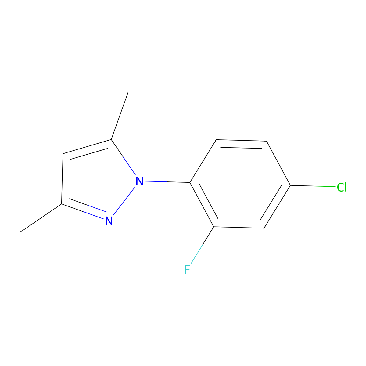1-(4-Chloro-2-fluorophenyl)-3,5-dimethyl-1H-pyrazole molecular structure, CAS 164982-01-8