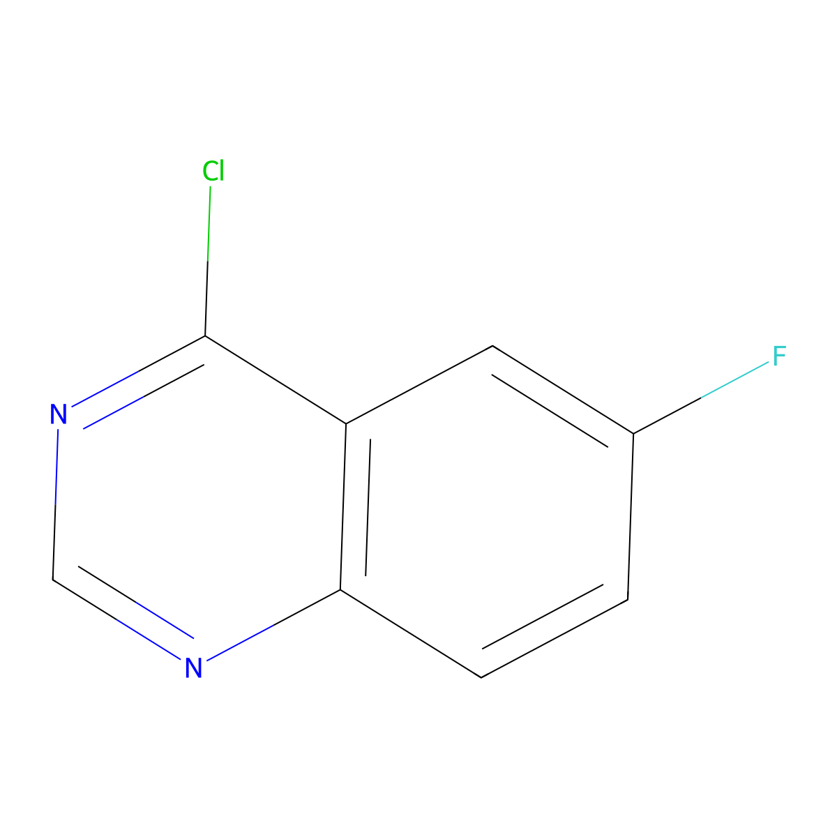 4-Chloro-6-fluoroquinazoline molecular structure, CAS 16499-61-9