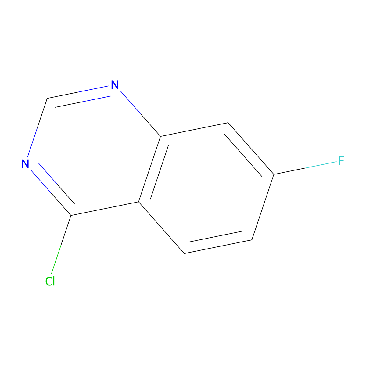 4-Chloro-7-fluoroquinazoline molecular structure, CAS 16499-62-0