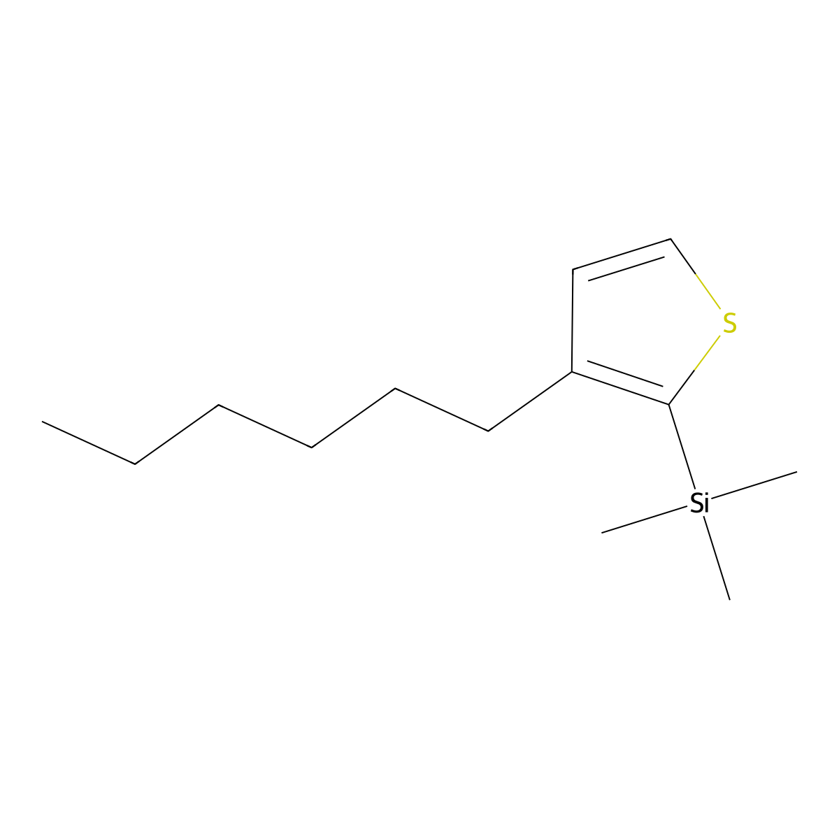 Silane, (3-hexyl-2-thienyl)trimethyl- molecular structure, CAS 164991-12-2
