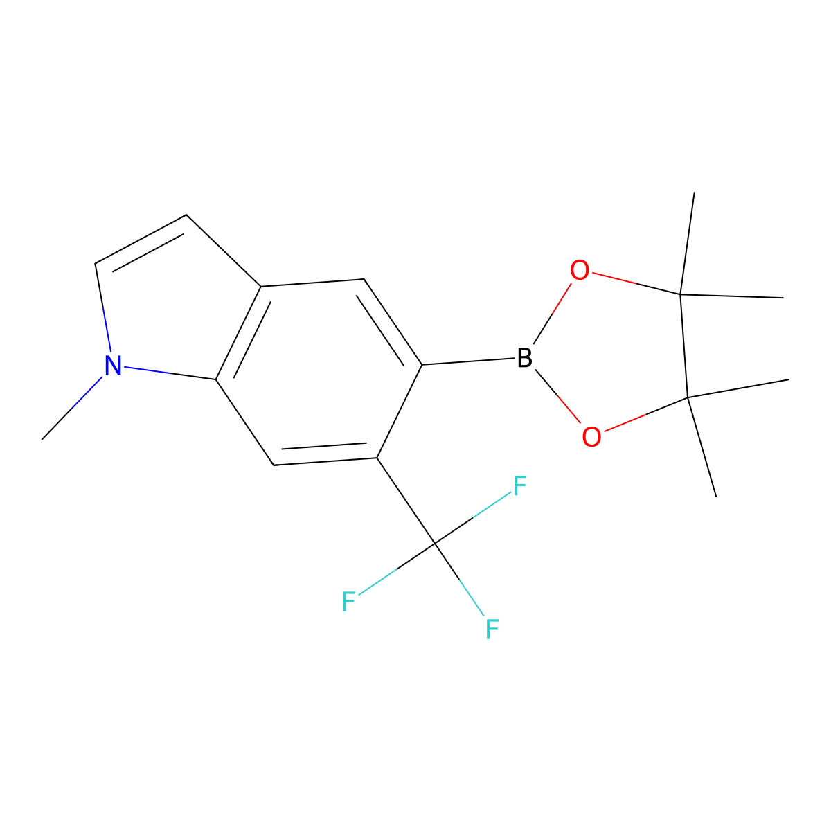 1-Methyl-5-(4,4,5,5-tetramethyl-1,3,2-dioxaborolan-2-yl)-6-(trifluoromethyl)-1H-indole molecular structure, CAS 1649953-48-9