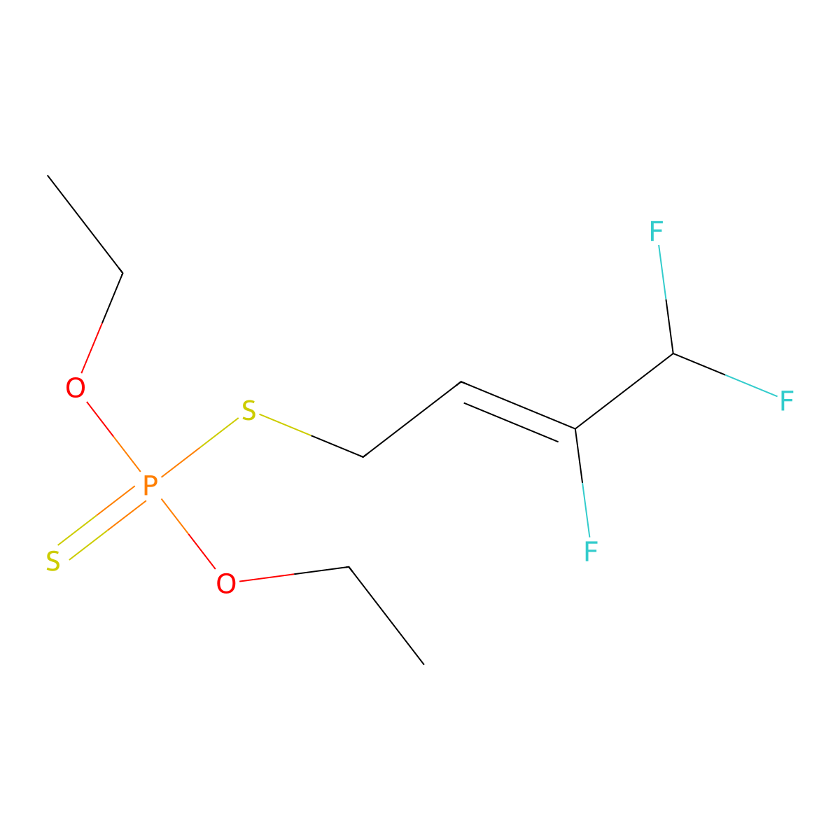 Phosphorodithioic acid, O,O-diethyl S-(3,4,4-trifluoro-3-butenyl) ester molecular structure, CAS 16500-53-1