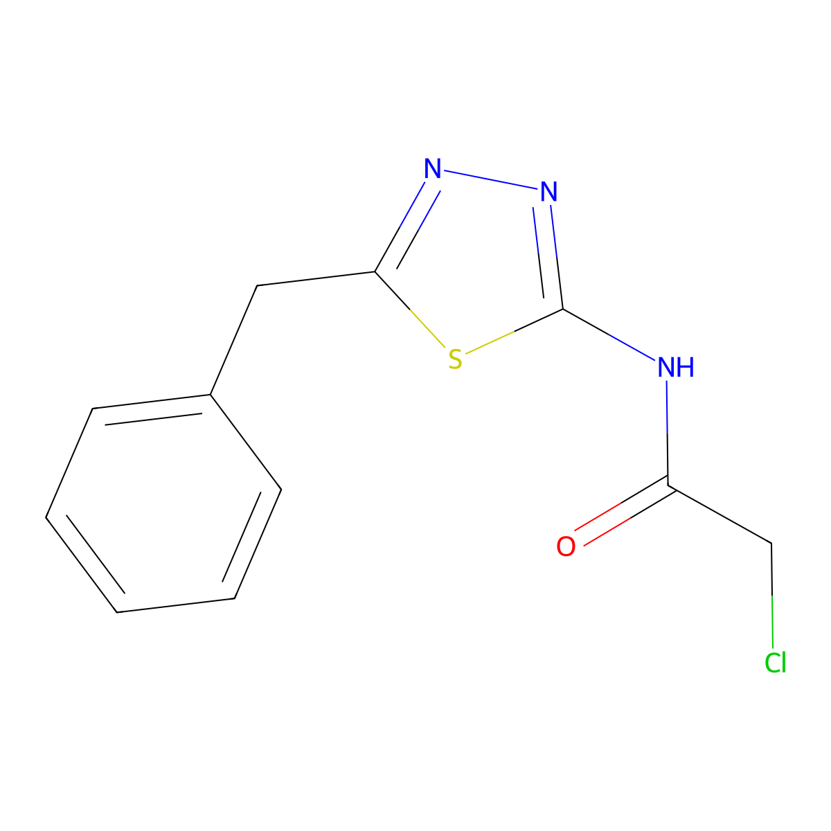 N-(5-benzyl-1,3,4-thiadiazol-2-yl)-2-chloroacetamide molecular structure, CAS 16502-05-9