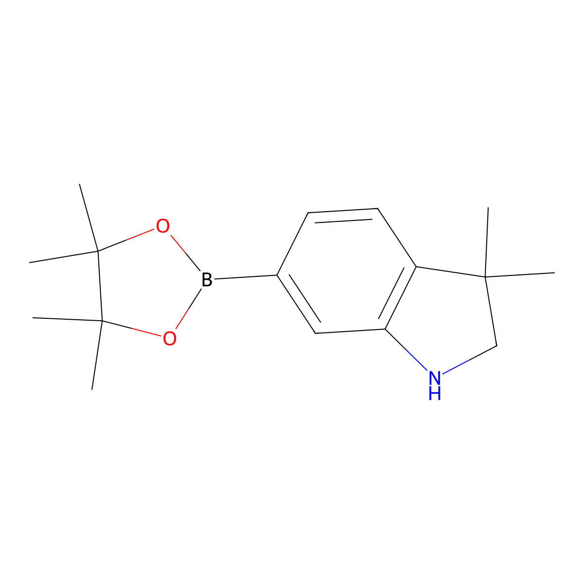 3,3-Dimethyl-6-(4,4,5,5-tetramethyl-1,3,2-dioxaborolan-2-yl)indoline molecular structure, CAS 1650546-58-9