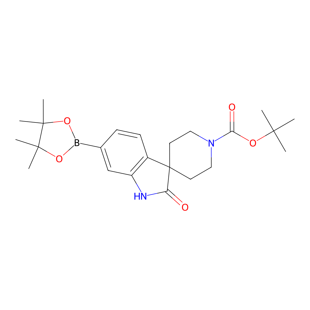 tert-Butyl 2-oxo-6-(4,4,5,5-tetramethyl-1,3,2-dioxaborolan-2-yl)spiro[indoline-3,4'-piperidine]-1'-carboxylate molecular structure, CAS 1650548-34-7