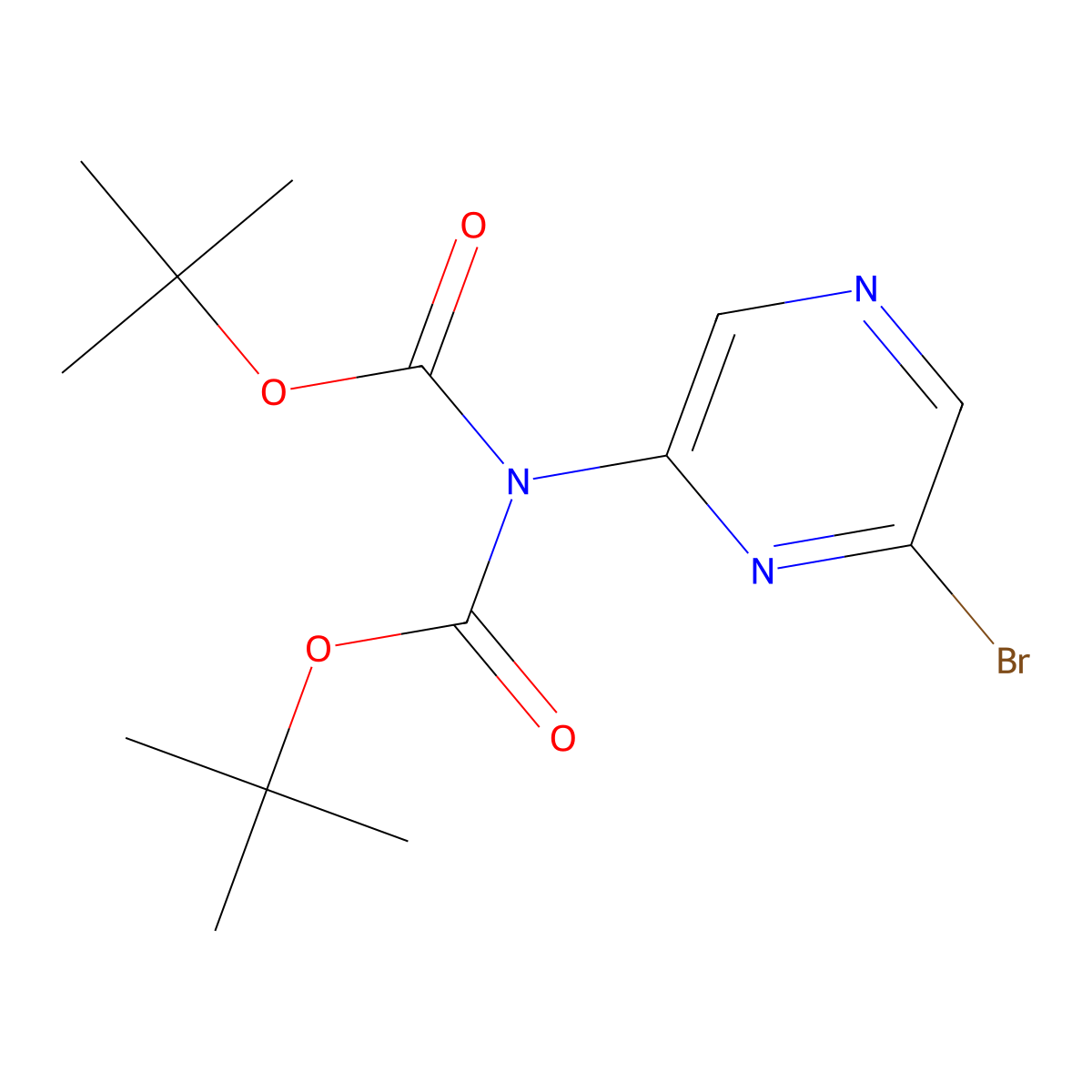 N,N-Bis(tert-butoxycarbonyl) (6-bromopyrazin-2-YL)amine molecular structure, CAS 1650548-43-8