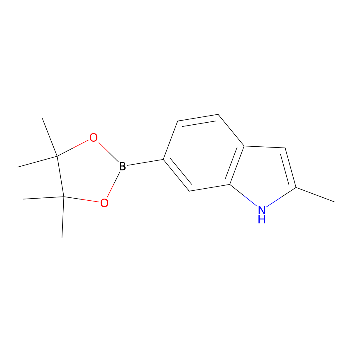 2-methyl-6-(tetramethyl-1,3,2-dioxaborolan-2-yl)-1H-indole molecular structure, CAS 1650548-44-9