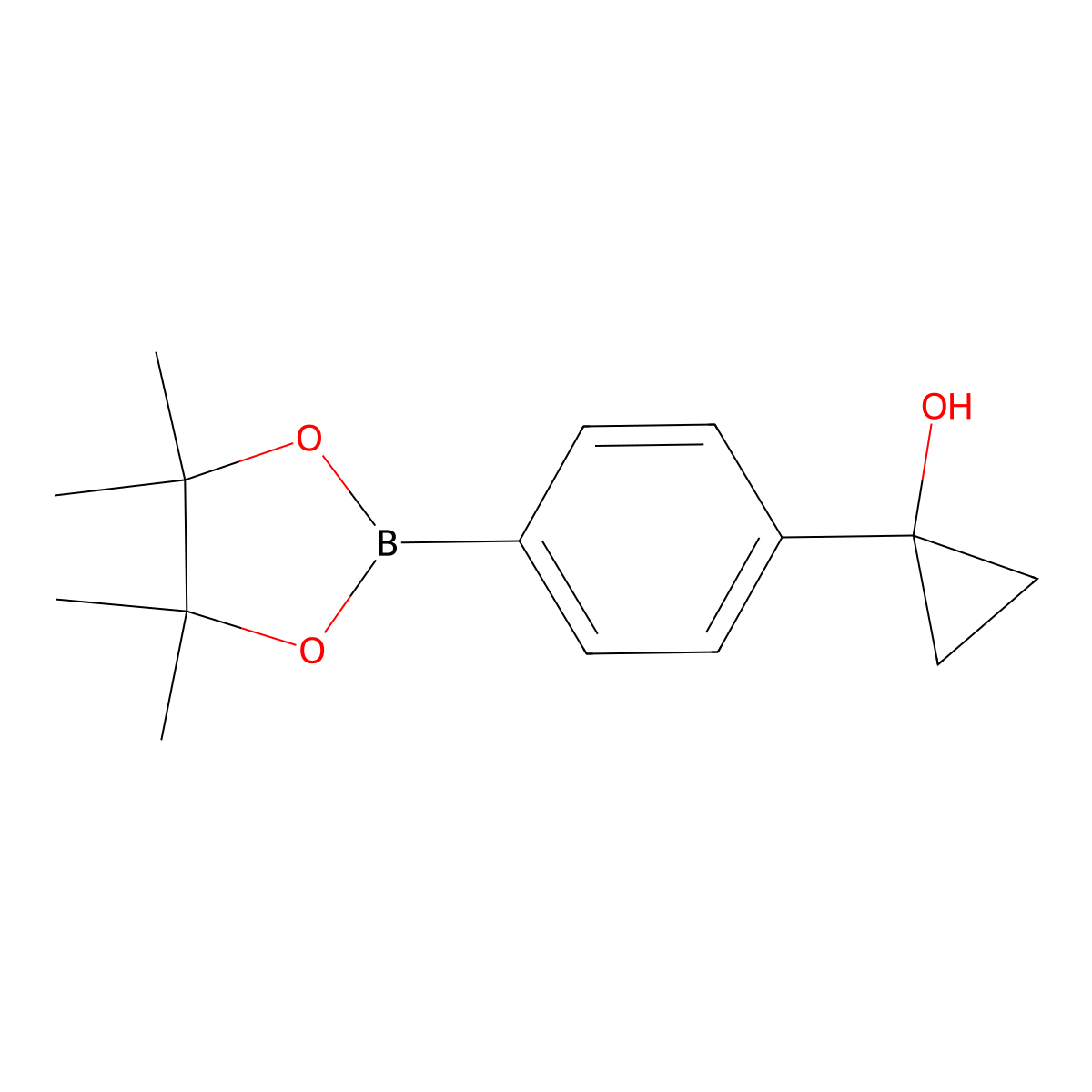 1-(4-(4,4,5,5-Tetramethyl-1,3,2-dioxaborolan-2-yl)phenyl)cyclopropanol molecular structure, CAS 1650548-52-9